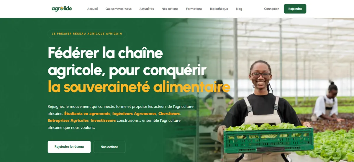 Page d'accueil du site d'Agrolide